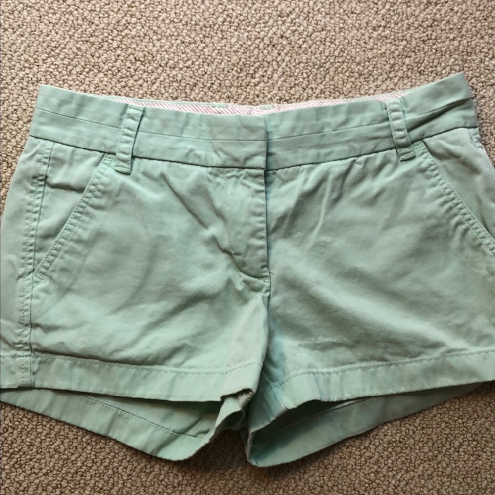 J. Crew 3” light green chinos. Size 4